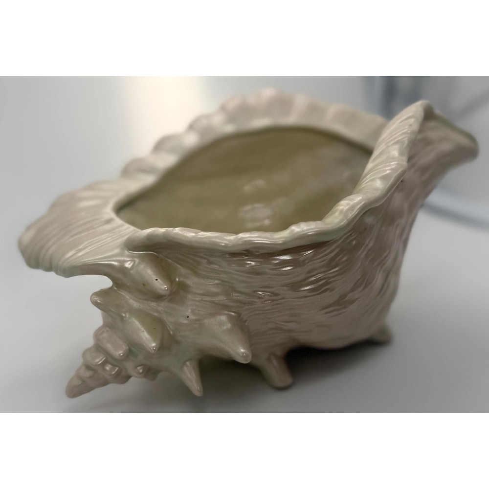 Vintage Ceramic Conch Shell Planter Iridescent Pearl Lusterware Nautical Coastal